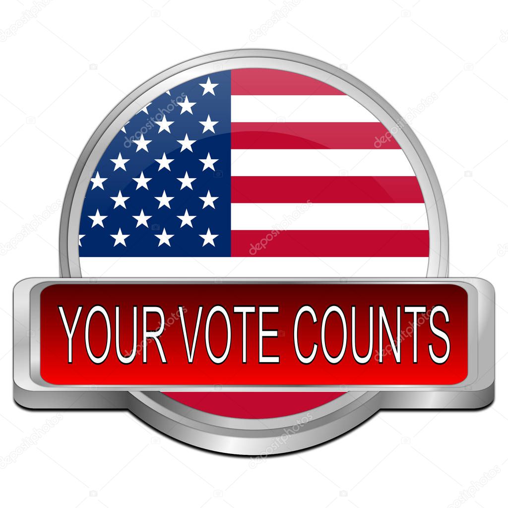 red Your Vote counts Button - 3D illustration