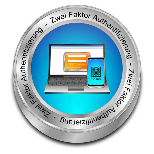 Blue Two Factor Authentication Button German Illustration — Stock Photo, Image