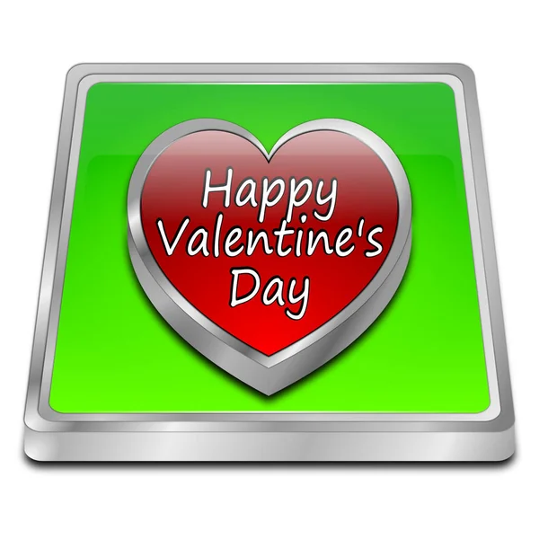 Green Happy Valentine Day Button Illustration — Stock Photo, Image