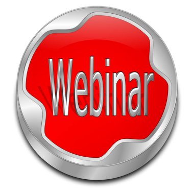 kırmızı Webinar Düğmesi - 3d illüstrasyon