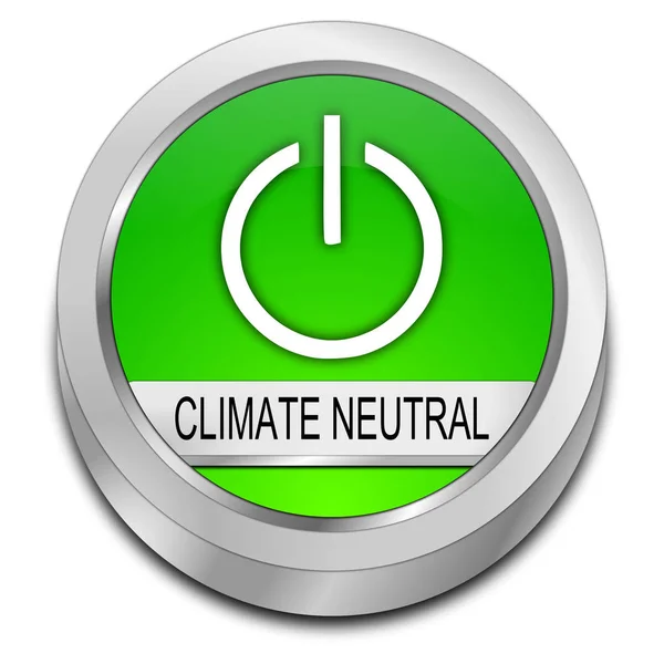 Glossy Green Climate Neutral Button Illustration — Stock Photo, Image