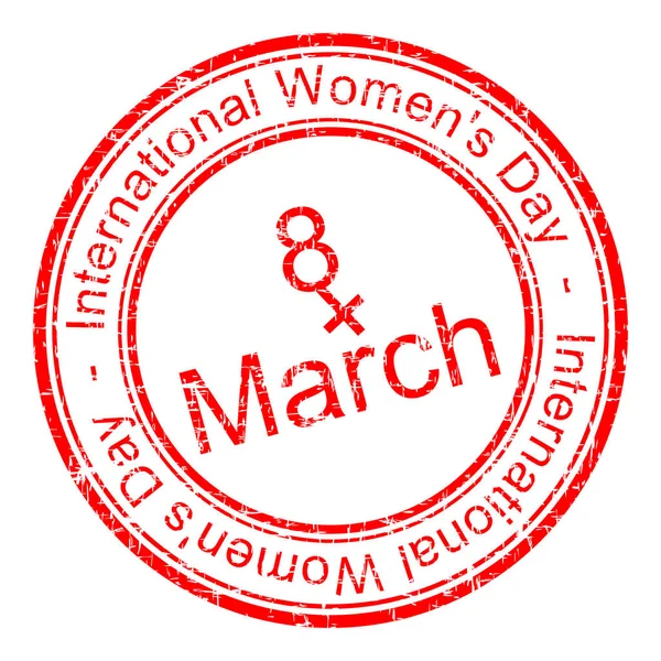 赤国際女性デーゴムスタンプ 3月イラスト — ストック写真