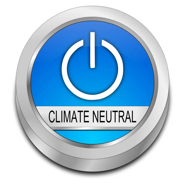 Glossy Blue Climate Neutral Button Illustration — Stock Photo, Image