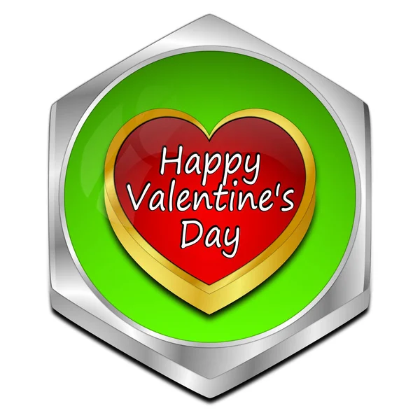 Green Happy Valentine Day Button Illustration — Stock Photo, Image