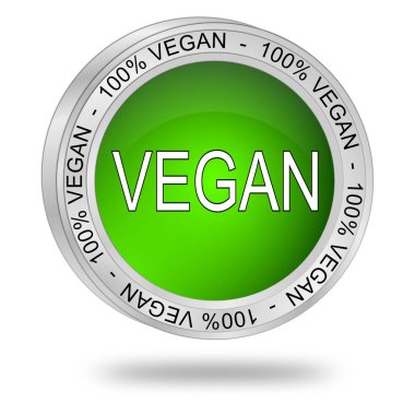 yeşil Vegan Düğmesi - 3D illüstrasyon