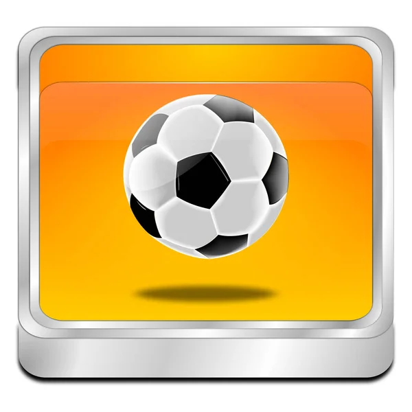 Botão Laranja Com Bola Futebol Ilustração — Fotografia de Stock
