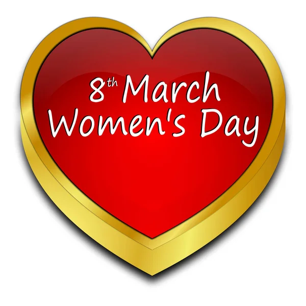 Women Day March Red Heart 3Dイラスト — ストック写真