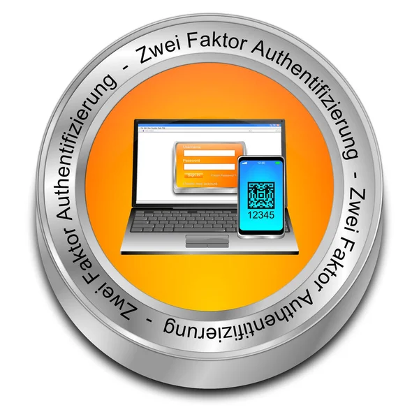 Oranje Two Factor Authentication Button Het Duits Illustratie — Stockfoto