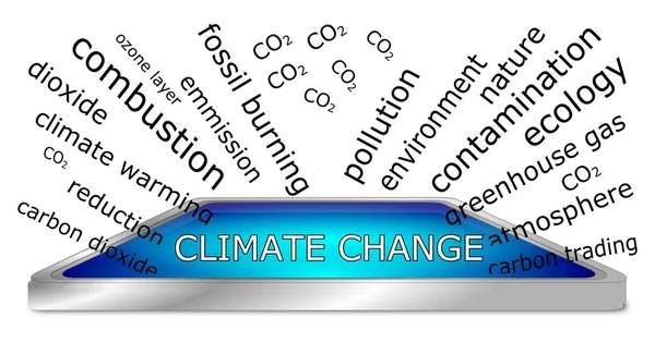 Azul Mudança Climática Wordcloud Ilustração — Fotografia de Stock