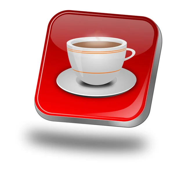 Roter Knopf Mit Einer Tasse Kaffee Illustration — Stockfoto