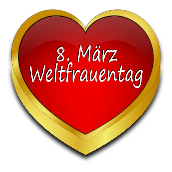 Dia Mulher Março Coração Vermelho Alemão Ilustração — Fotografia de Stock