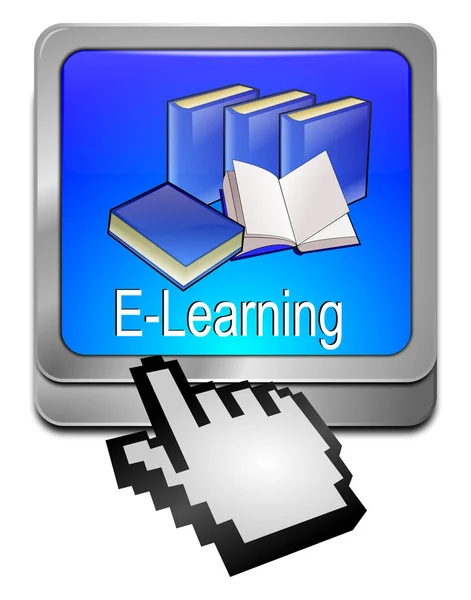 Blauwe Learning Knop Met Cursor Illustratie — Stockfoto