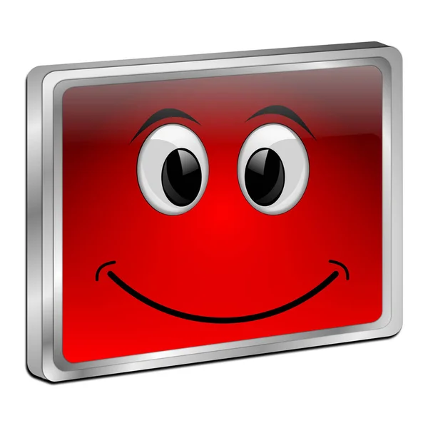 Botón Rojo Con Cara Sonriente Ilustración —  Fotos de Stock