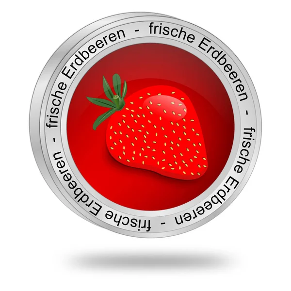 Rosso Fresco Fragole Button Tedesco Illustrazione — Foto Stock