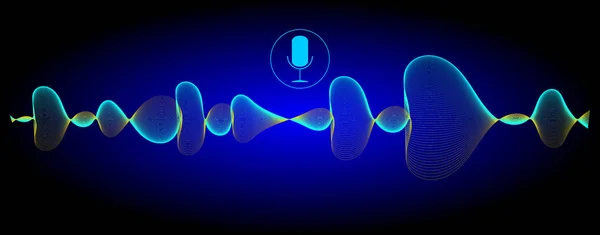 Voice Recognition Microphone Blue Yellow Sound Waves Illustration — Stock Photo, Image