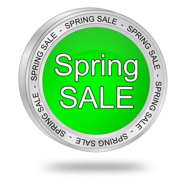 Glossy Green Spring Sale Button Illustration — стоковое фото