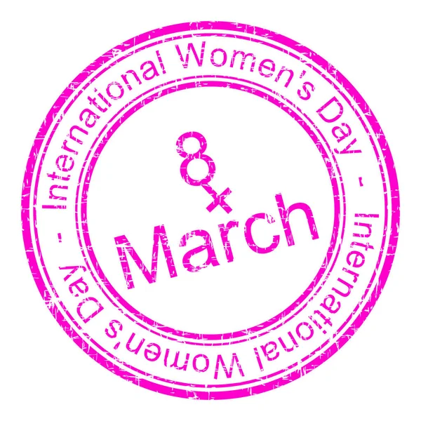 ピンク国際女性デーゴムスタンプ 3月イラスト — ストック写真