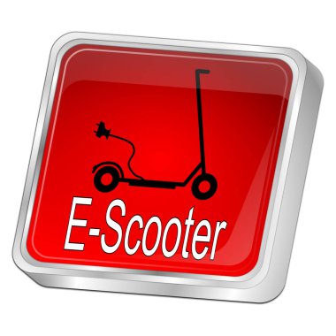 kırmızı E-Scooter Düğmesi - 3d illüstrasyon