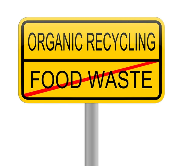 Organic Recycling Food Waste Yellow Sign Illustration — Stock Photo, Image