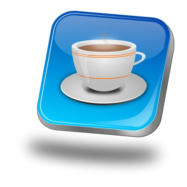 Glossy Blue Button Cup Coffee Illustration — Stock Photo, Image