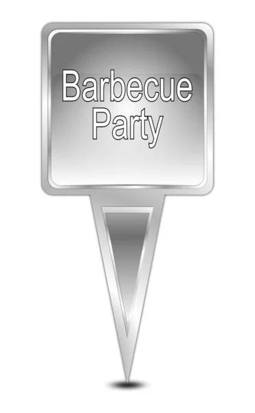 Zilveren Kaart Wijzer Met Barbecue Party Illustratie — Stockfoto