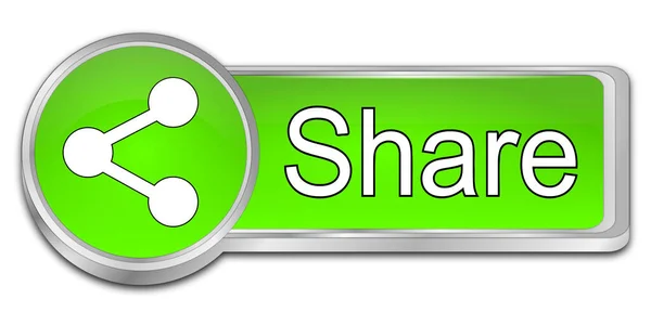 光沢のある緑のシェアボタン 3Dイラスト — ストック写真