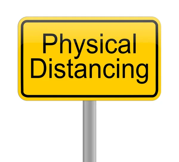黄色の看板で物理的な距離 イラスト — ストック写真