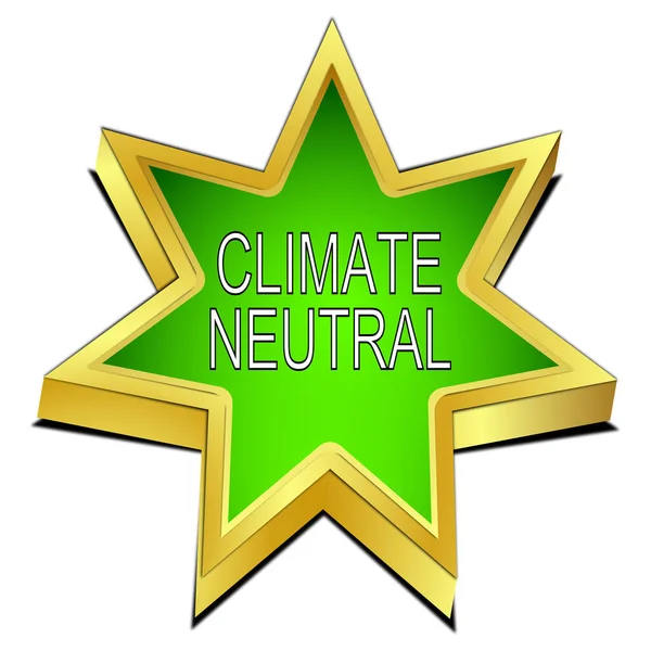 Green Climate Neutral Star Button Illustration — Stock Photo, Image