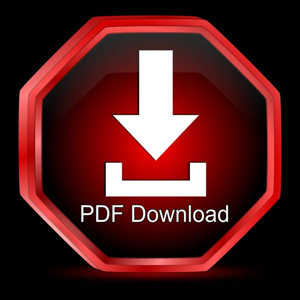 Pdf Vermelho Brilhante Botão Download Ilustração — Fotografia de Stock