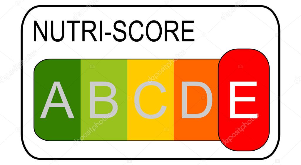 Nutri-Score Label level E, 5-colour Nutrition Label  illustration