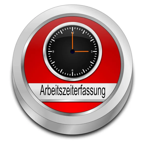 Rouge Time Tracking Button Allemand Illustration — Photo