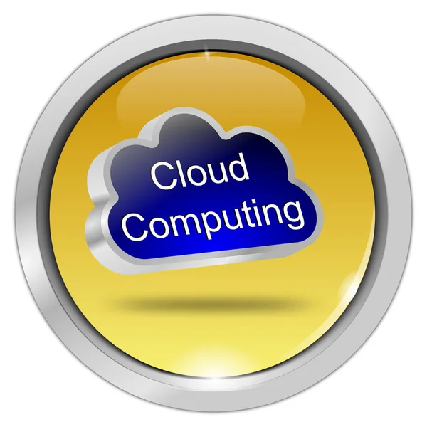 Botão Azul Dourado Cloud Computing Ilustração — Fotografia de Stock