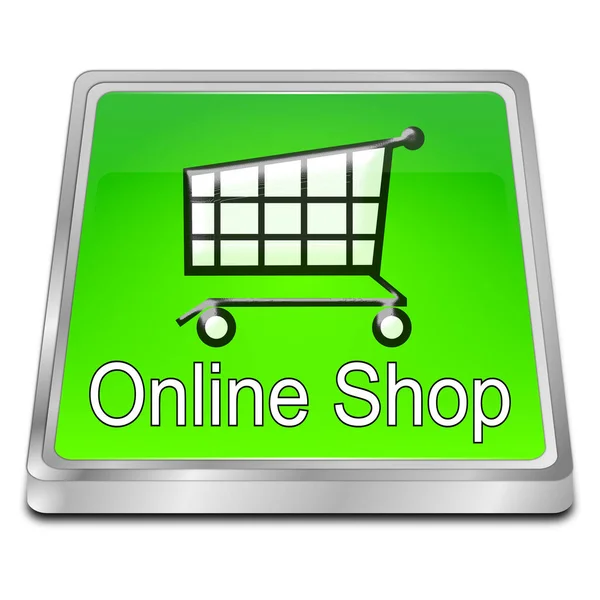 Glossy Green Online Shop Button Illustration — Stock Photo, Image