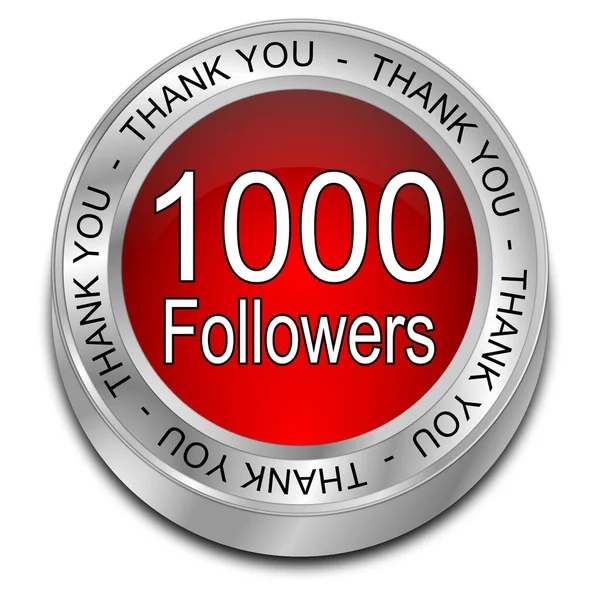 Красный 1000 Последователей Спасибо Иллюстрация — стоковое фото