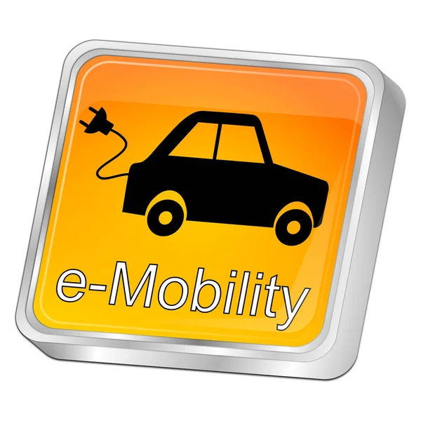 orange e-Mobility Button - 3D illustration