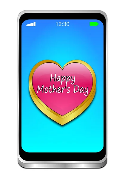 Smartphone Pink Happy Mother Day Heart Blue Display Illustration — Stock Photo, Image