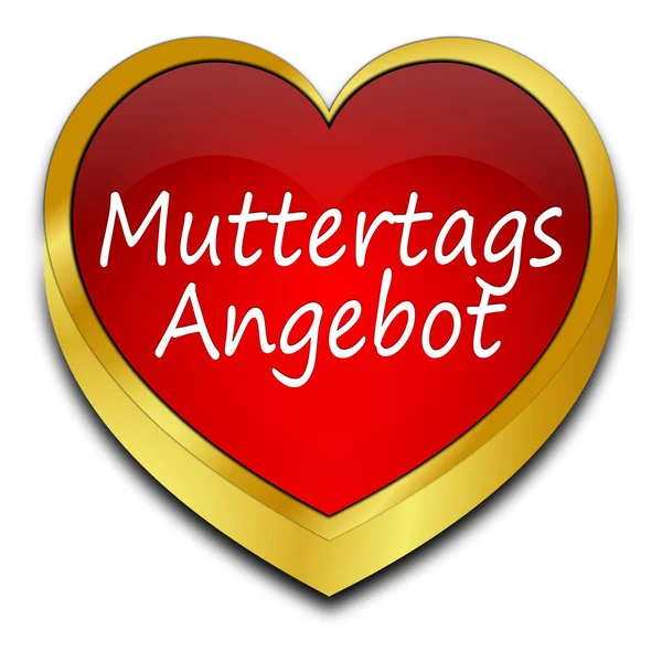 Red Heart Happy Mother Day Offer Button German Illustration — Stock Photo, Image