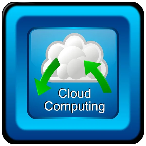 Bouton Bleu Cloud Computing Illustration — Photo