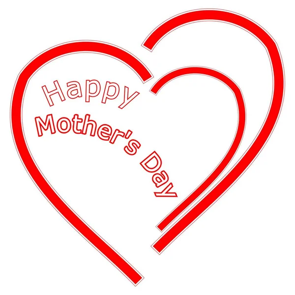 Red Happy Mother Day Heart White Background Illustration — Stock Photo, Image