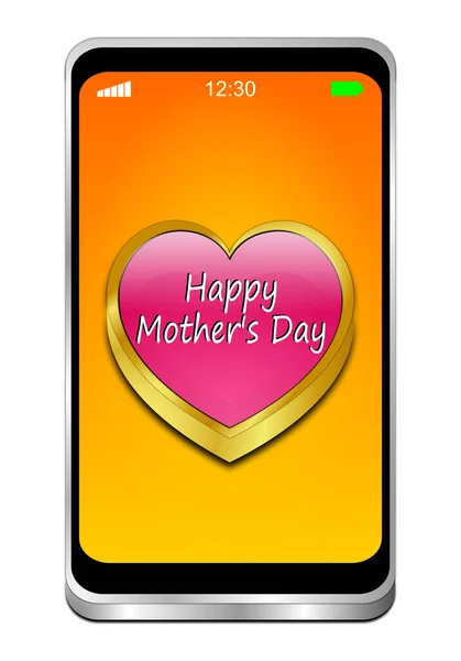 Smartphone Pink Happy Mother Day Heart Orange Display Illustration — Stock Photo, Image