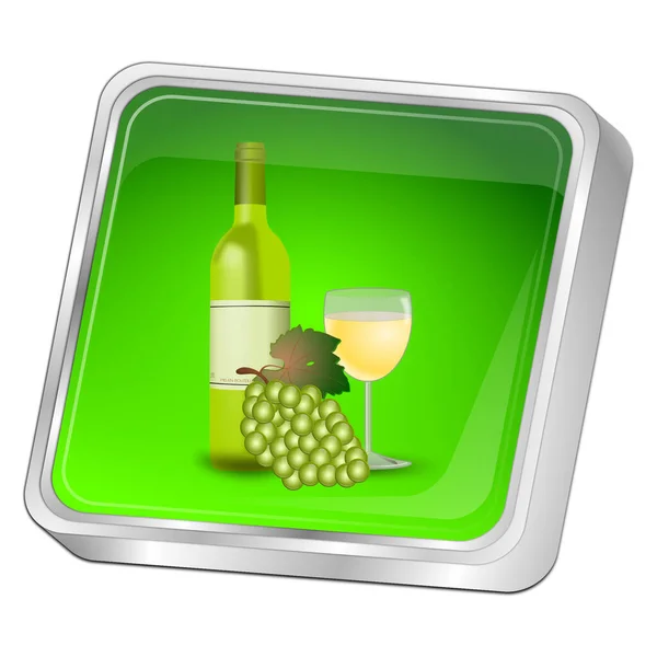 Button White Wine Bottle Glass Wine Grapes Illustration — Stock Photo, Image