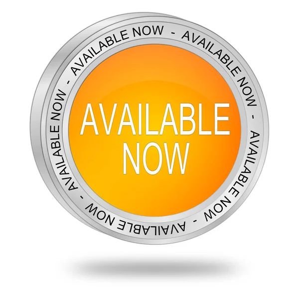 Orange Available Now Button Illustration — Stock Photo, Image