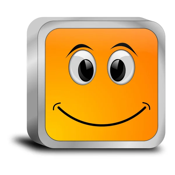 Orangefarbener Knopf Mit Lächelndem Gesicht Illustration — Stockfoto