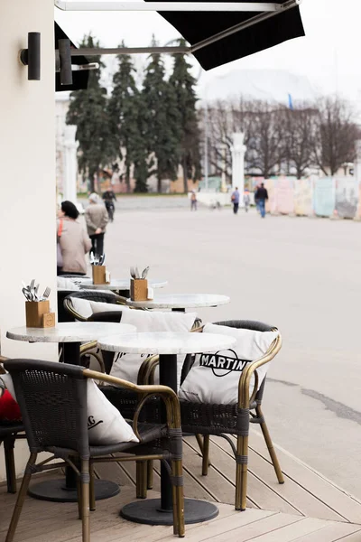 Moscow Russia April 2019 Empty Street Cafes Food Courts Streets — Stock Photo, Image