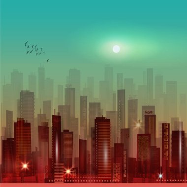 Modern gece şehir manzarası