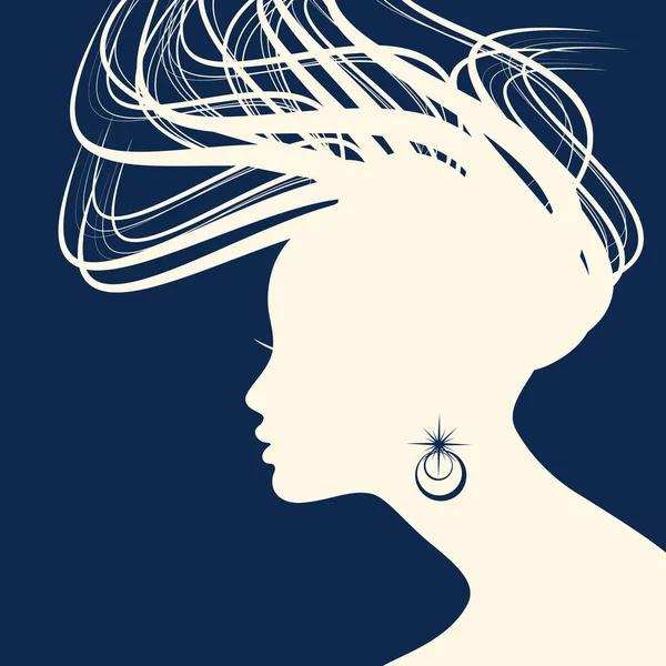 Mujer Estilo de pelo Silueta — Vector de stock