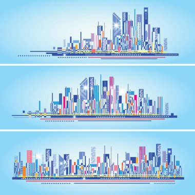 Geometrik şekiller ile modern şehir hayatı arka plan tasarım. Kavramsal vektör çizim.