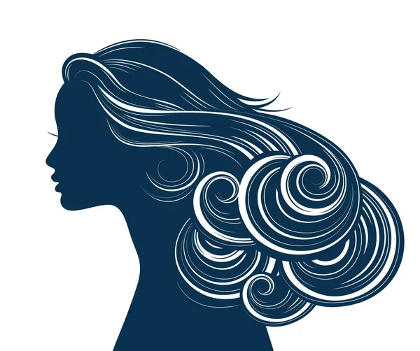 Mujer Estilo de pelo Silueta — Vector de stock