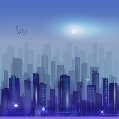 Modern gece şehir manzarası