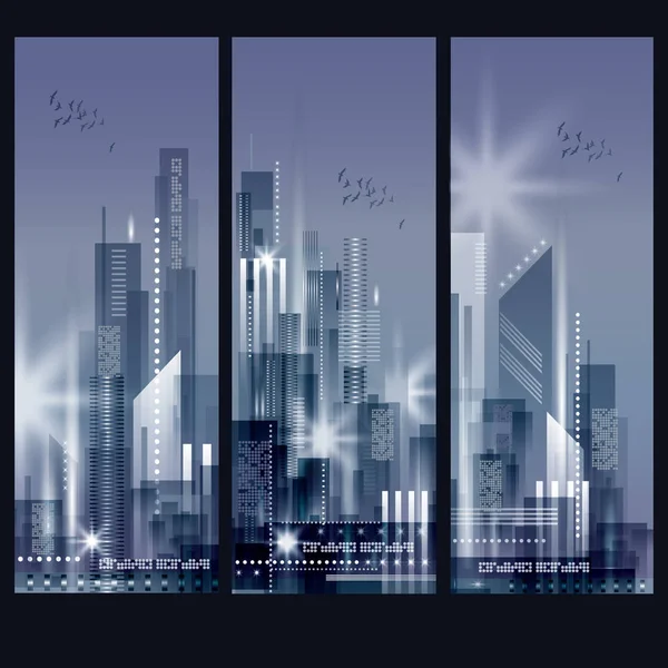 Modern night city skyline — Stock Vector